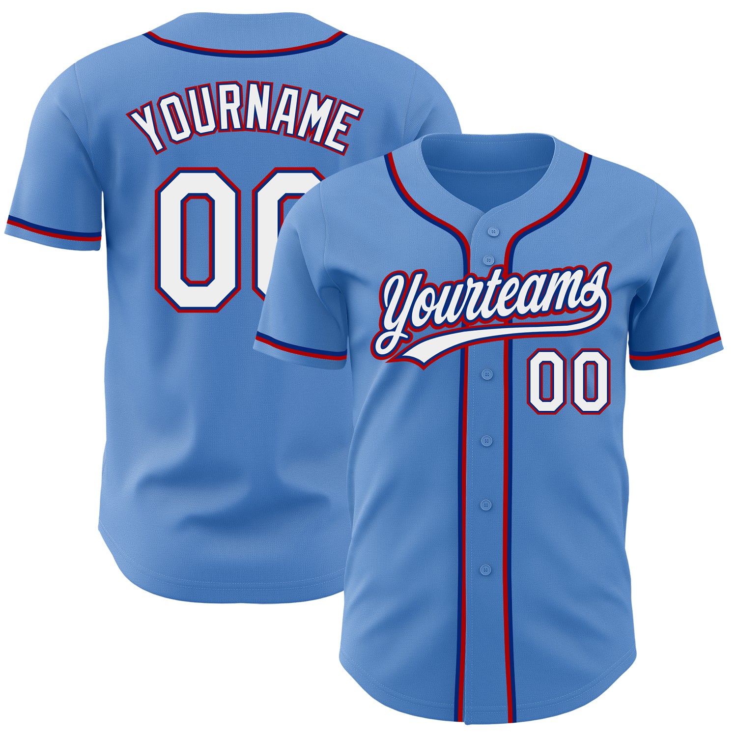 Jerseytrend Powder Blue White Royal Red Personalized Baseball Jersey For Fans