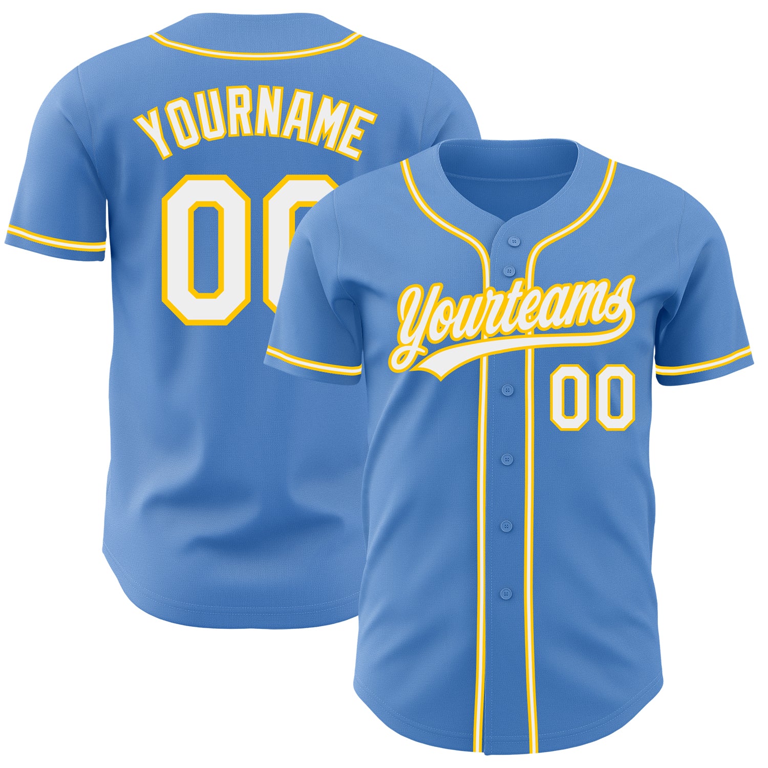 Jerseytrend Powder Blue White Yellow Personalized Baseball Jersey For Fans