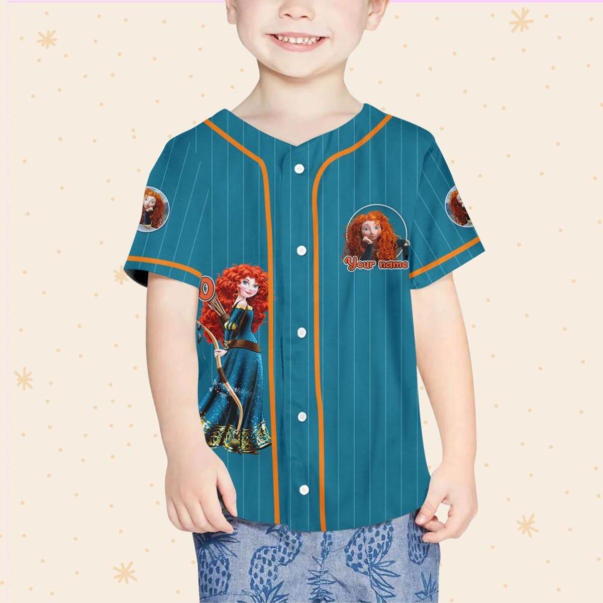 Mckenzieshoponline Princess Merida Blue Dark Orange Personalized Baseball Jersey For Fans - Image 5