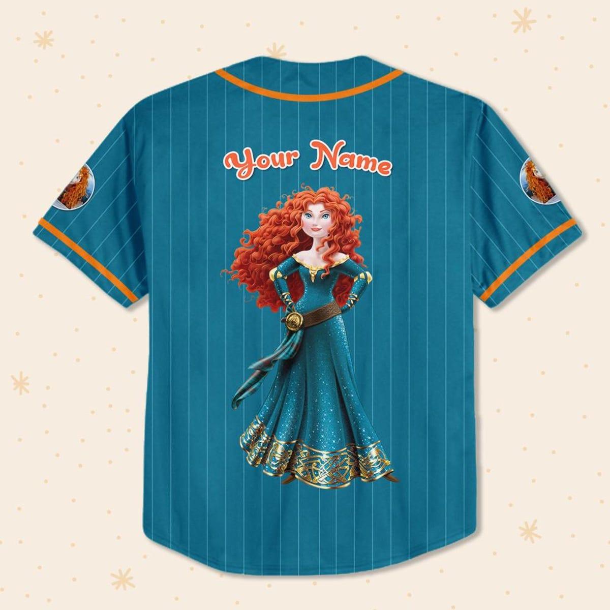 Mckenzieshoponline Princess Merida Blue Dark Orange Personalized Baseball Jersey For Fans - Image 4