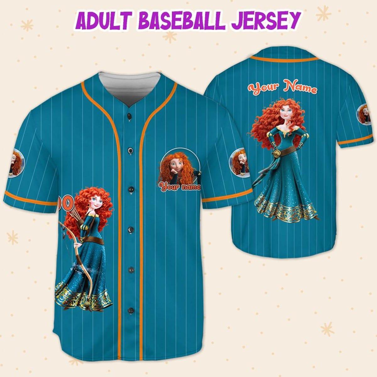 Mckenzieshoponline Princess Merida Blue Dark Orange Personalized Baseball Jersey For Fans - Image 6