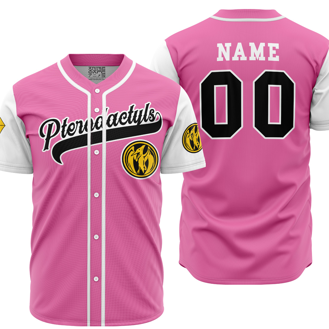 Mckenzieshoponline Pterodactyls Pink Power Rangers Personalized Baseball Jersey For Fans