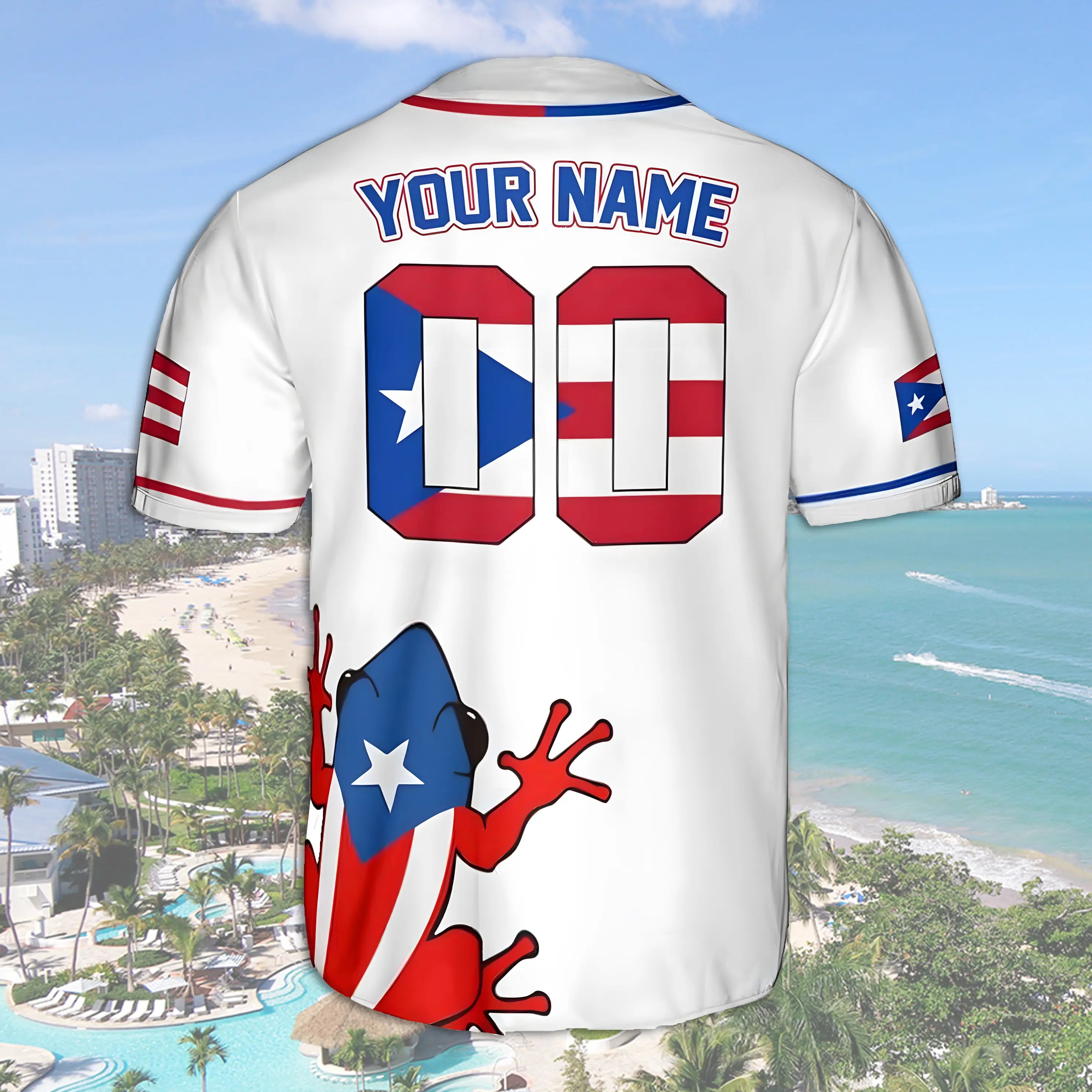 Mckenzieshoponline Puerto Rico Flag & Frog Personalized Baseball Jersey For Fans - Image 3