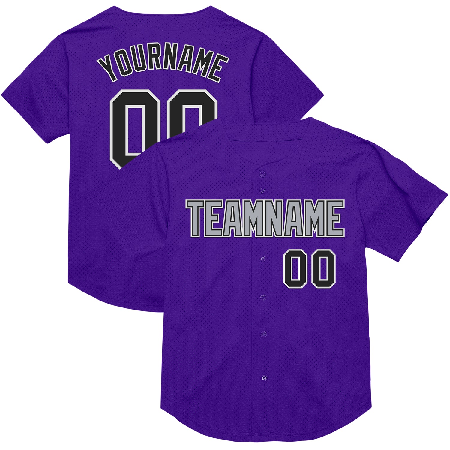 Mckenzieshoponline Purple Black Gray Mesh Throwback Personalized Baseball Jersey For Fans
