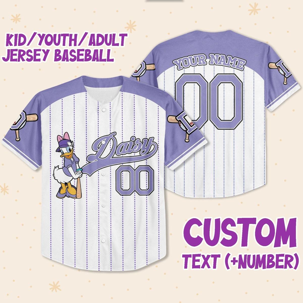 Mckenzieshoponline Purple Daisy Name Disney Game Day Personalized Baseball Jersey For Fans - Image 2