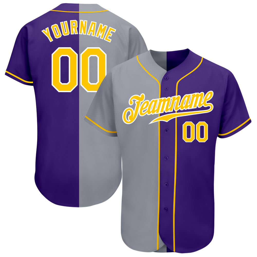 Jerseytrend Purple Gold Gray Split Fashion Personalized Baseball Jersey For Fans