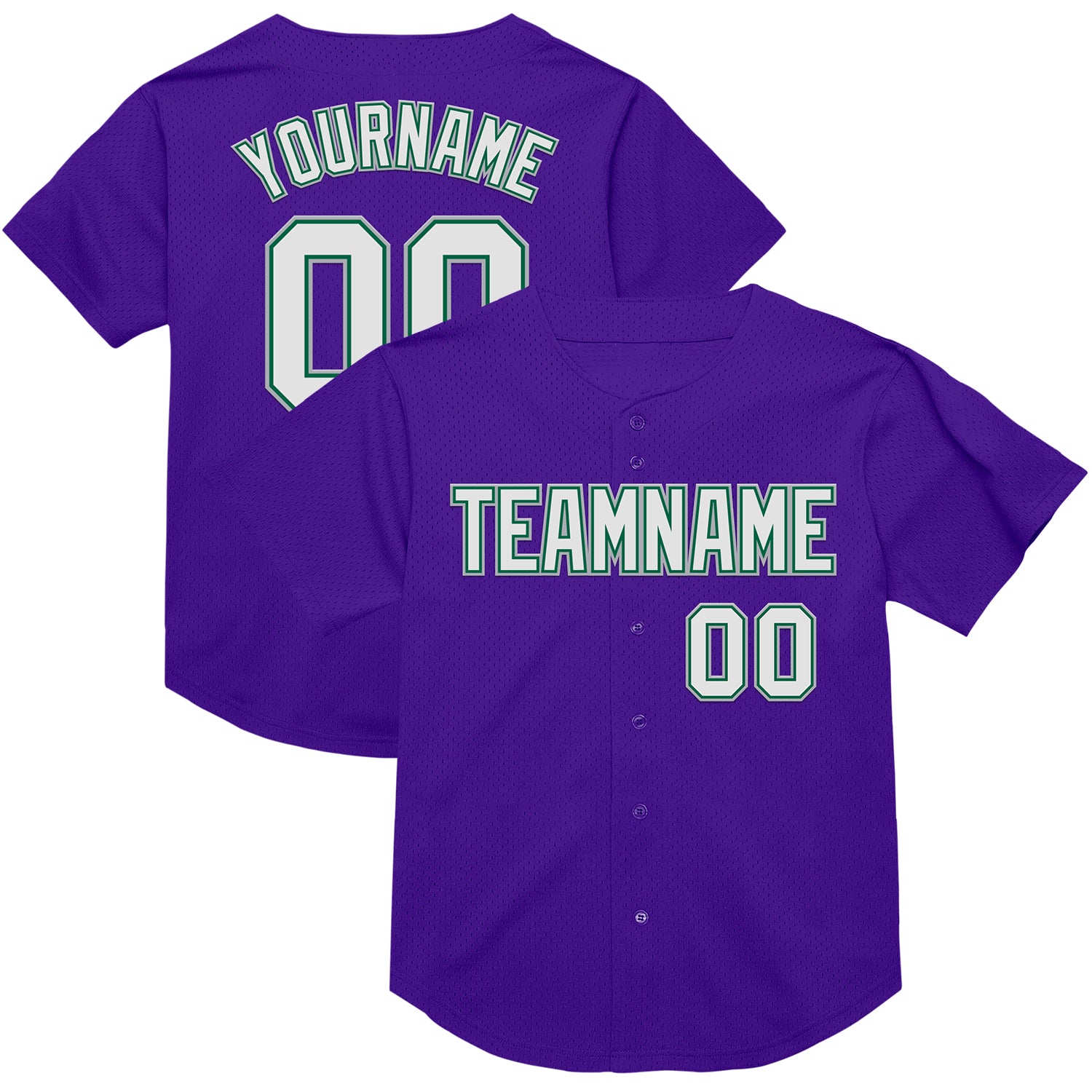 Mckenzieshoponline Purple Kelly Green Gray Mesh Throwback Personalized Baseball Jersey For Fans