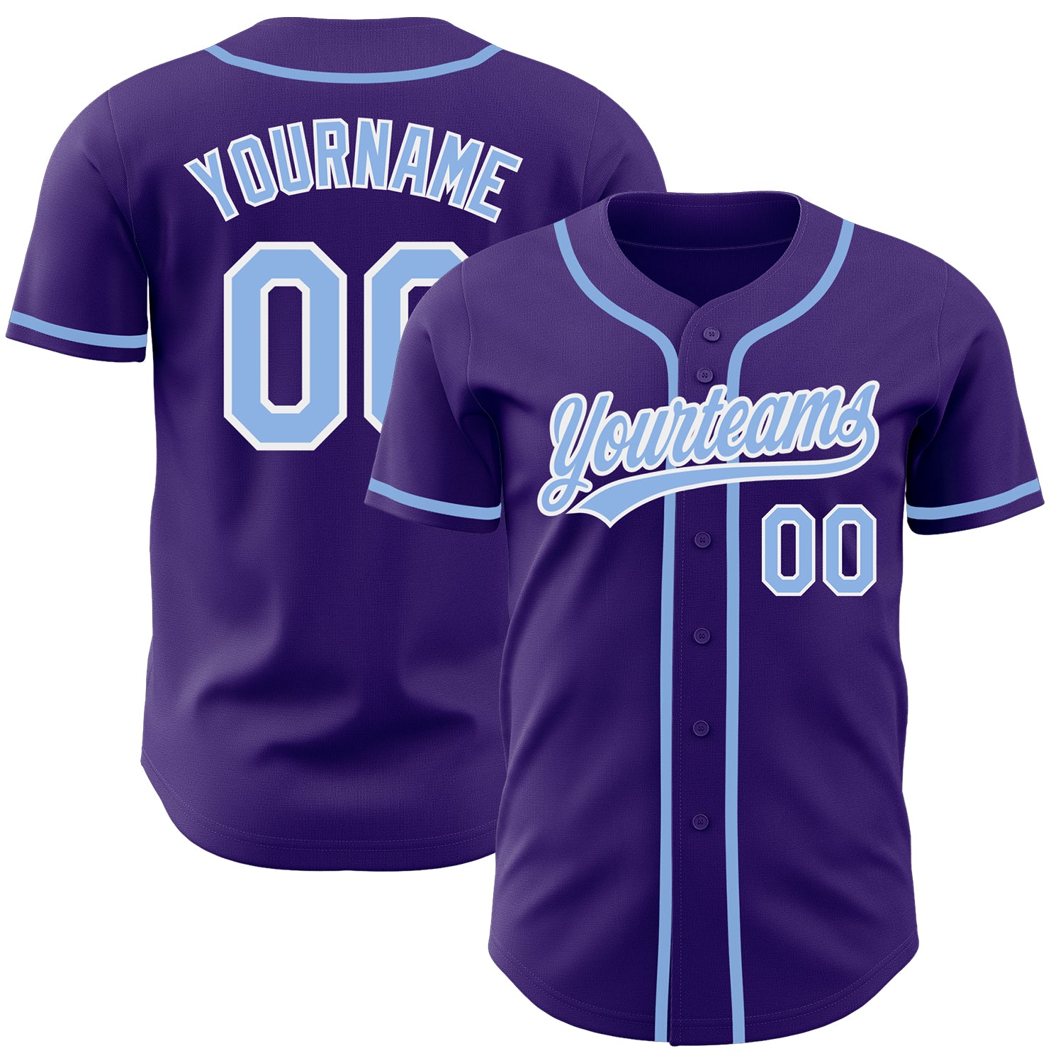 Jerseytrend Purple Light Blue White Personalized Baseball Jersey For Fans