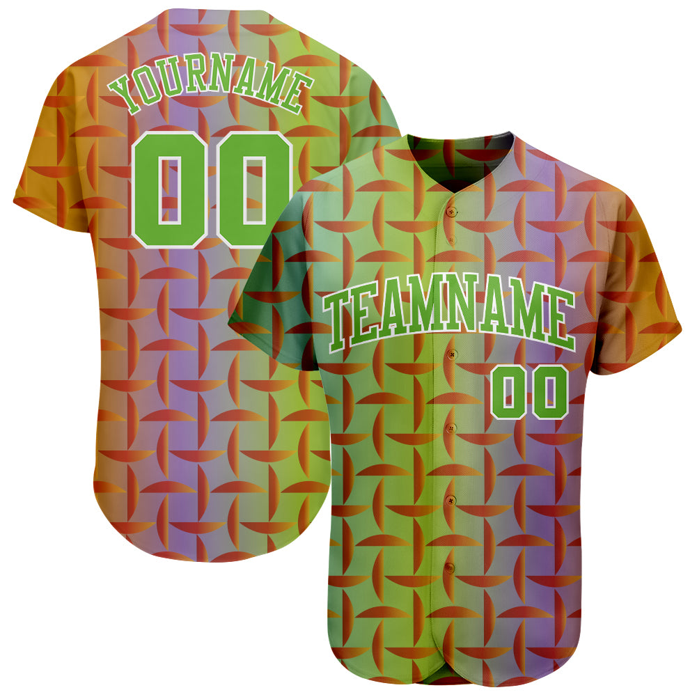 Jerseytrend Purple Neon Green White 3D Pattern Design Personalized Baseball Jersey For Fans