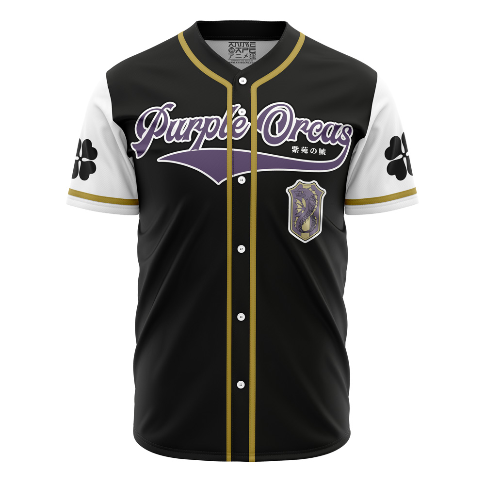 Mckenzieshoponline Purple Orcas Black Clover Personalized Baseball Jersey For Fans