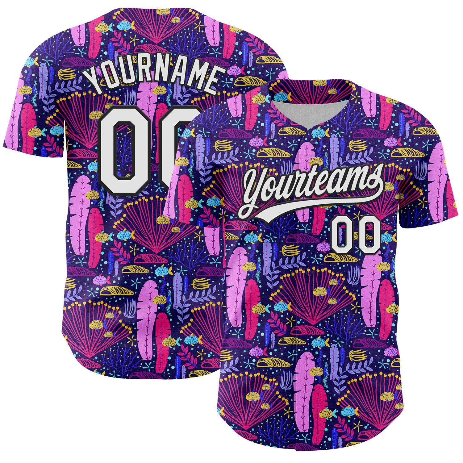 Mckenzieshoponline Purple White Black 3D Tropical Hawaii Plant Personalized Baseball Jersey For Fans