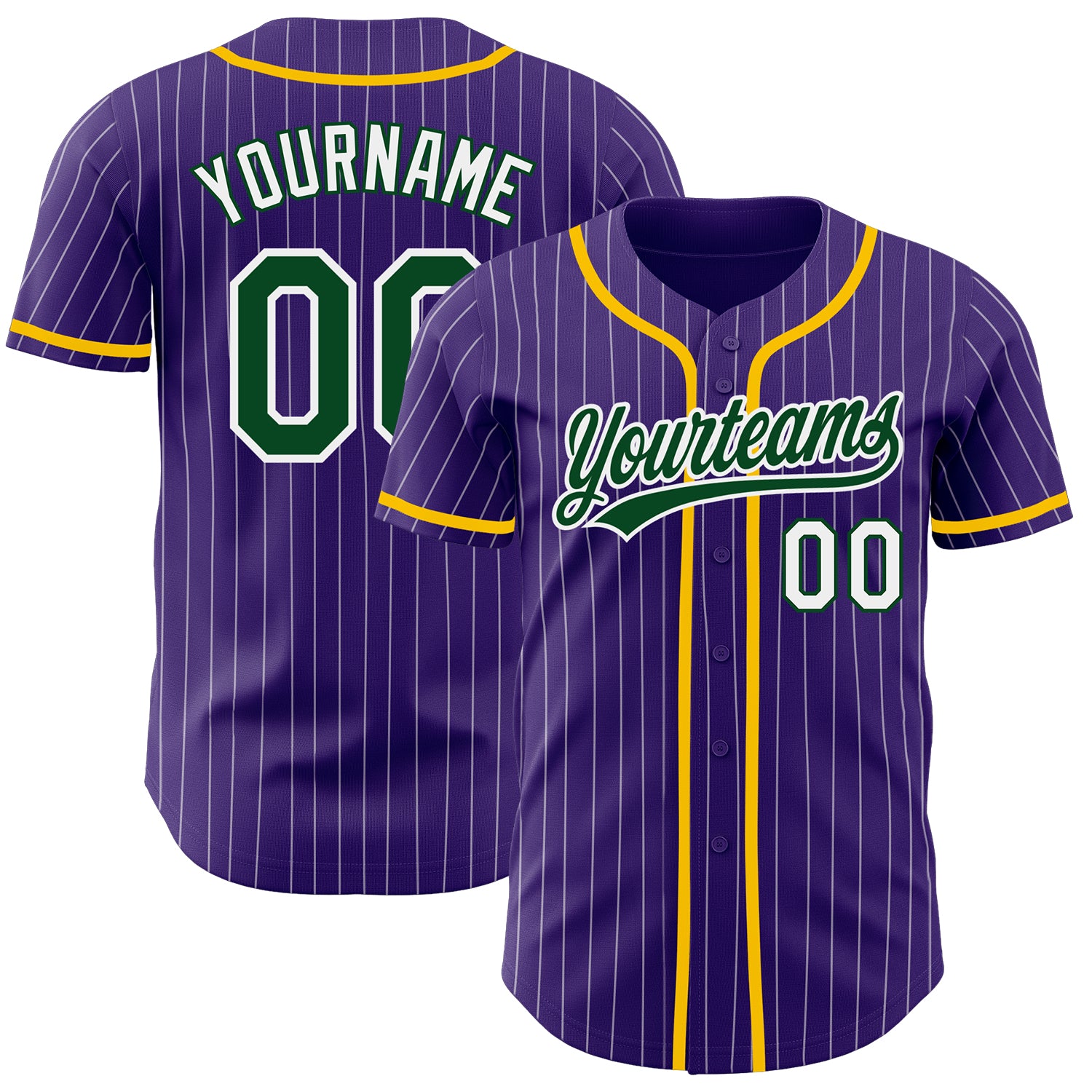 Jerseytrend Purple White Pinstripe Green Personalized Baseball Jersey For Fans