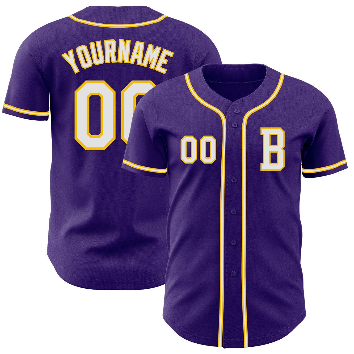 Jerseytrend Purple White Yellow Personalized Baseball Jersey For Fans