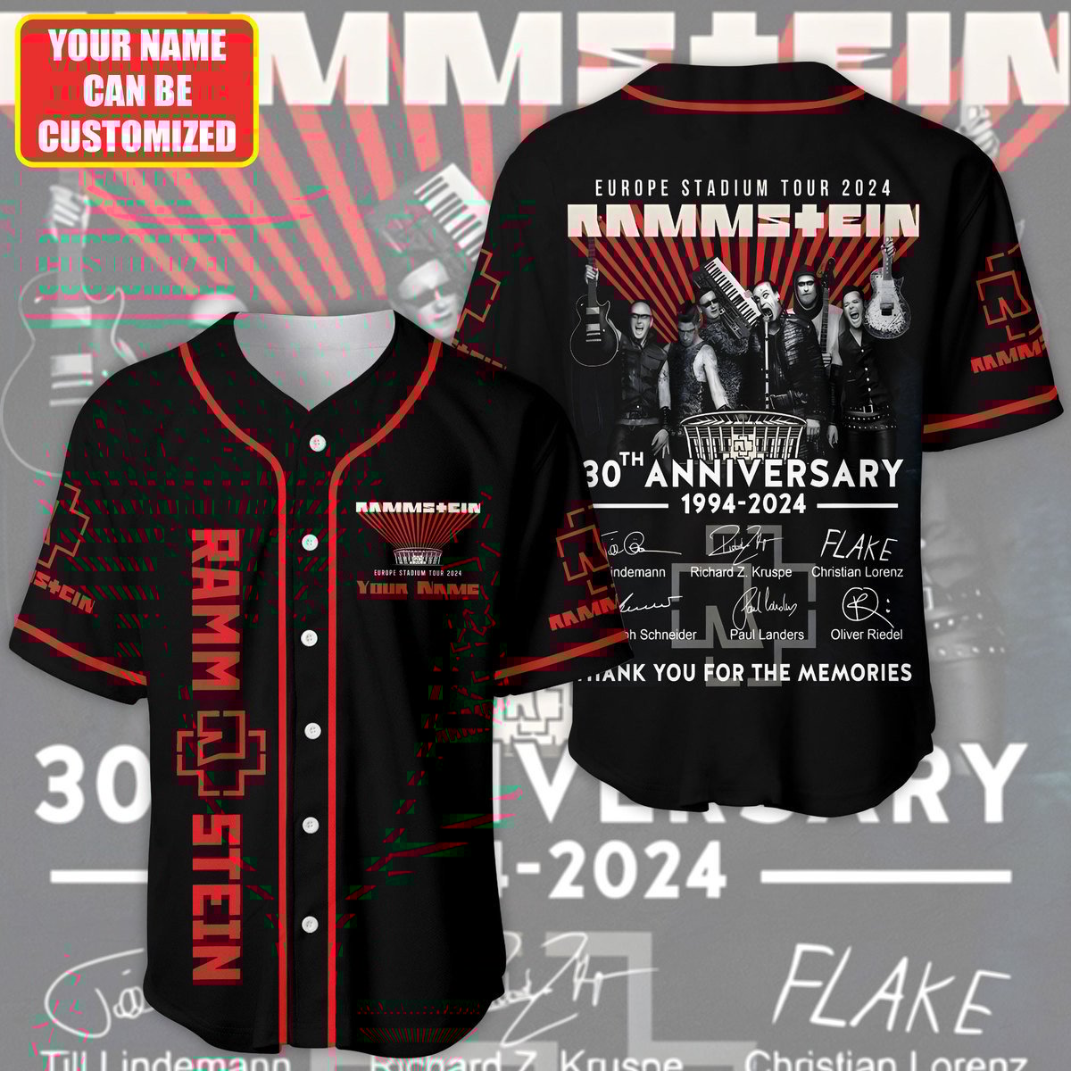 Jerseytrend Rammstein Europe Stadium Tour 30th Anniversary Personalized Baseball Jersey For Fans