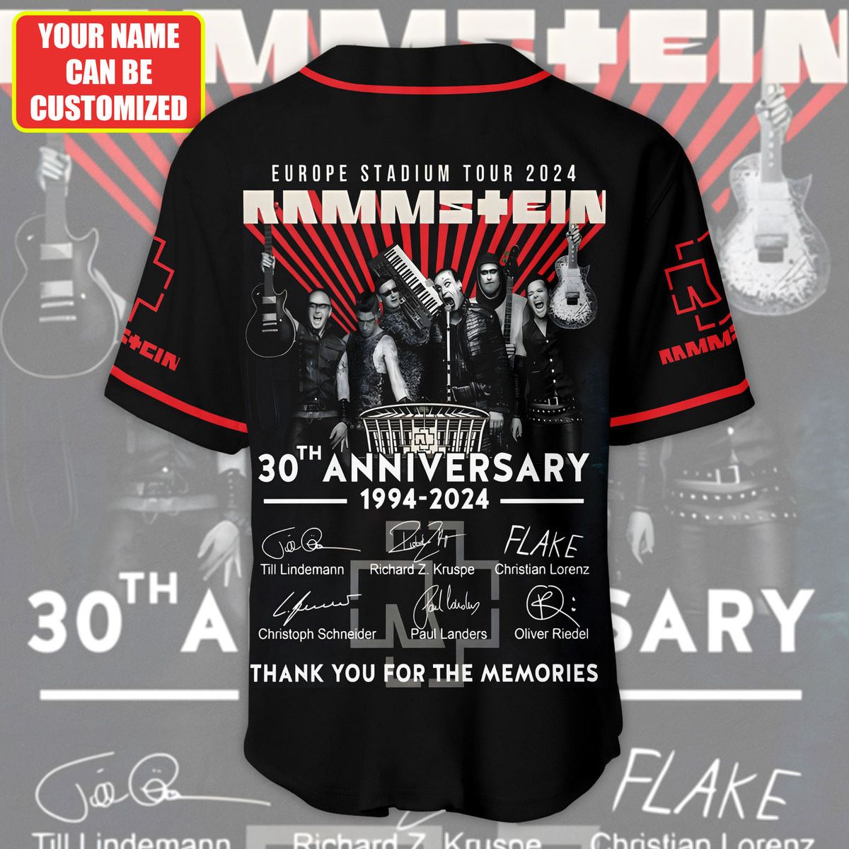 Jerseytrend Rammstein Europe Stadium Tour 30th Anniversary Personalized Baseball Jersey For Fans - Image 3