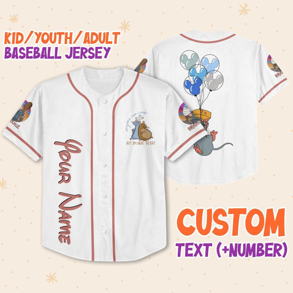 Mckenzieshoponline Ratatouille Remy Remy Little Chef Balloon Mickey Ears Personalized Baseball Jersey For Fans - Image 2