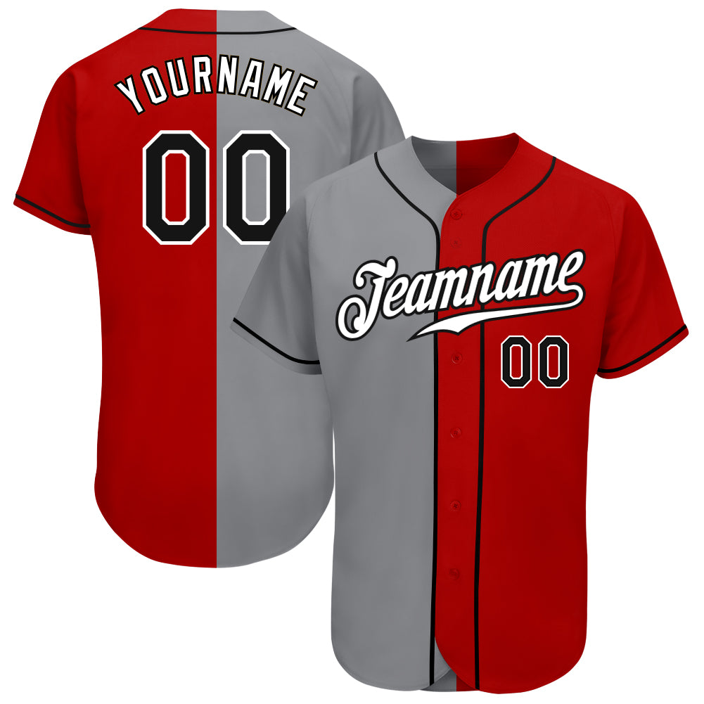 Jerseytrend Red Black Gray Split Fashion Personalized Baseball Jersey For Fans