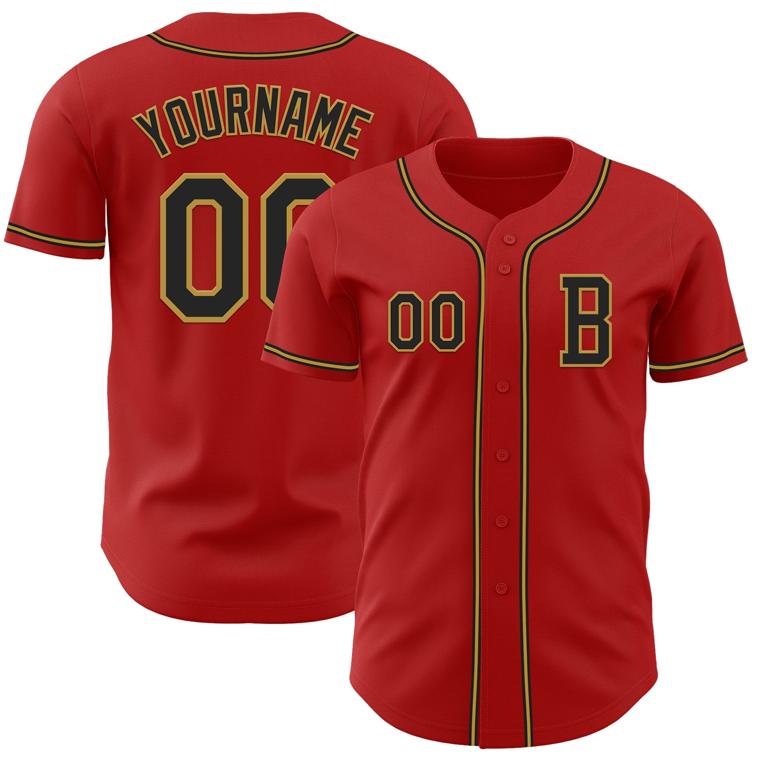 Jerseytrend Red Black Old Gold Personalized Baseball Jersey For Fans