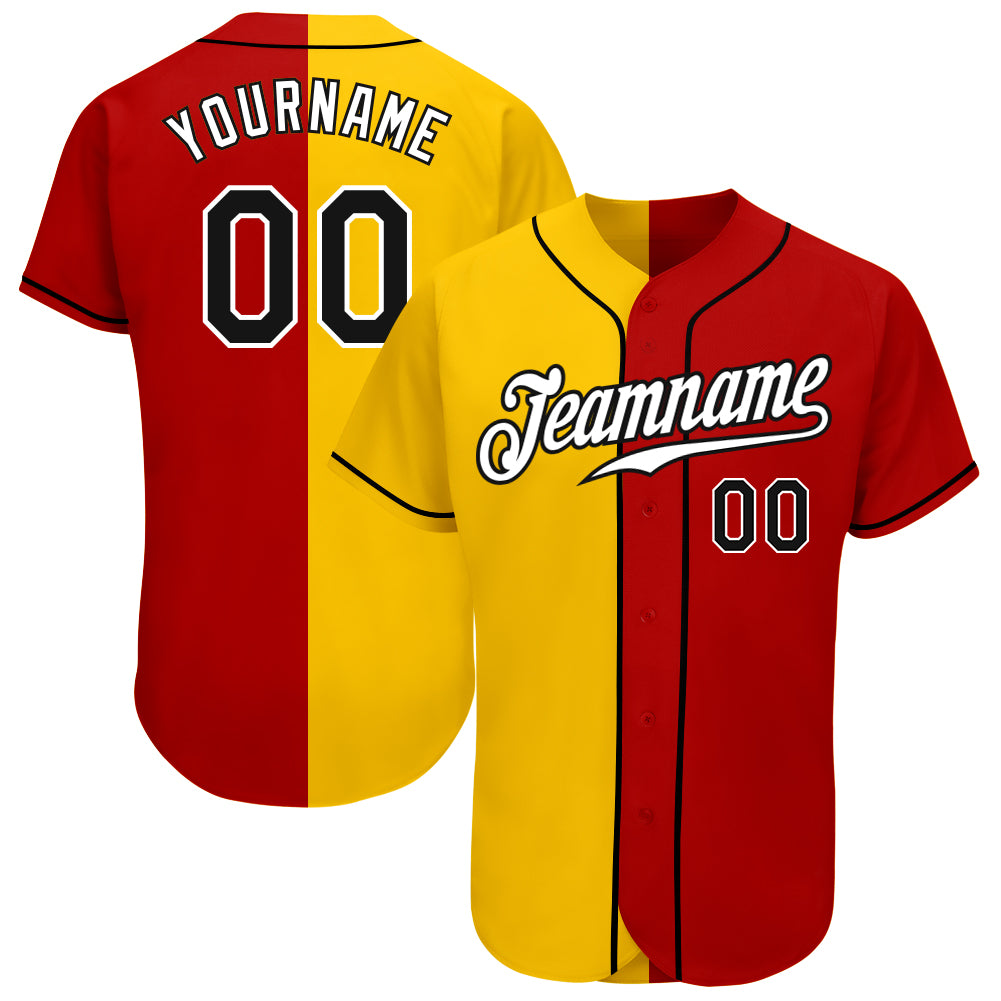 Jerseytrend Red Black Yellow Split Fashion Personalized Baseball Jersey For Fans