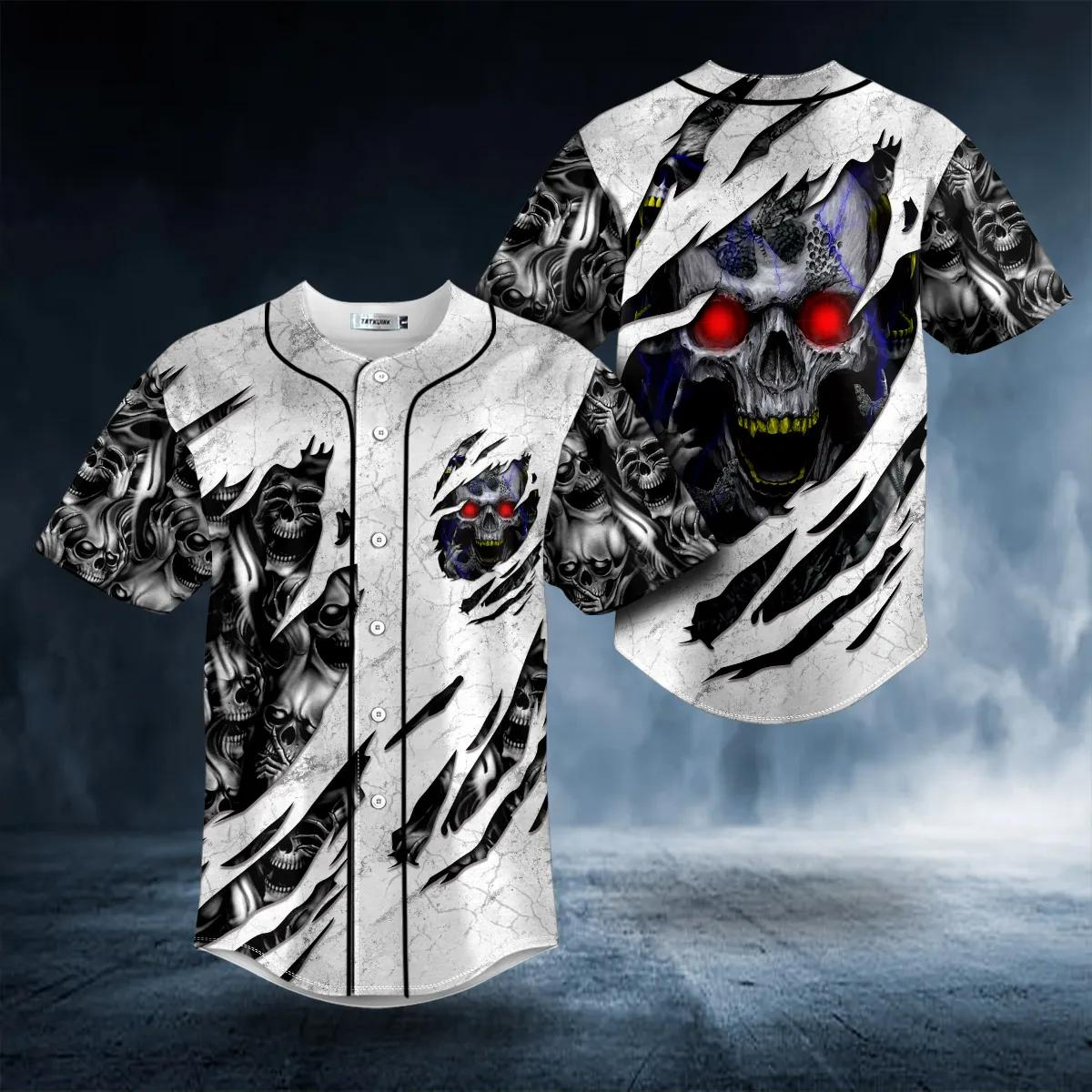 Mckenzieshoponline Red Eyes Skull Personalized Baseball Jersey For Fans