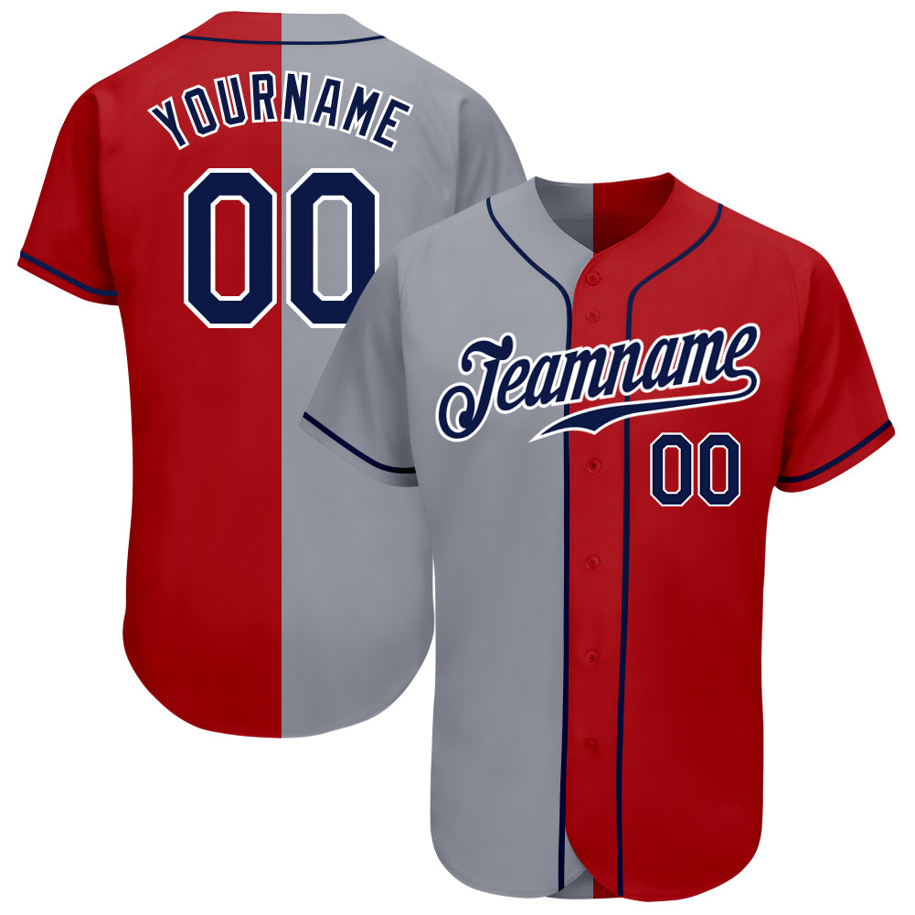 Jerseytrend Red Navy Gray Split Fashion Personalized Baseball Jersey For Fans