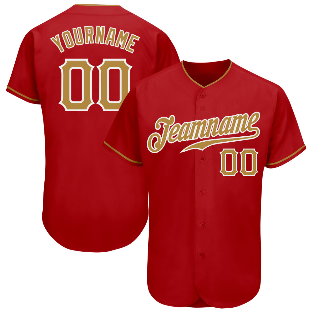 Jerseytrend Red Old Gold White Personalized Baseball Jersey For Fans