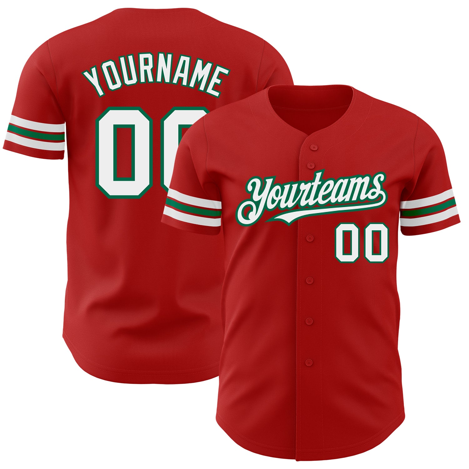 Jerseytrend Red White Kelly Green Personalized Baseball Jersey For Fans
