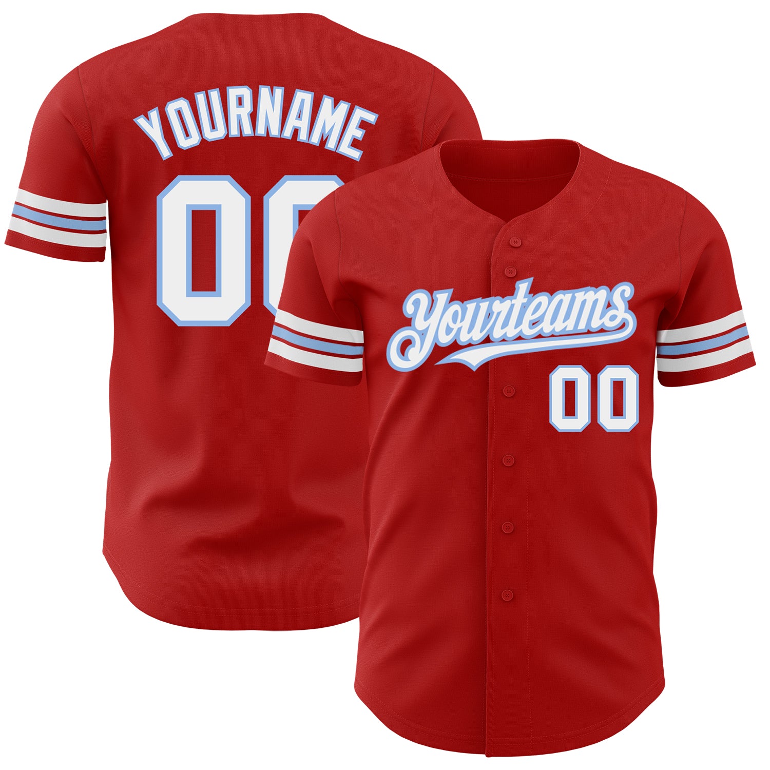 Jerseytrend Red White Light Blue Personalized Baseball Jersey For Fans