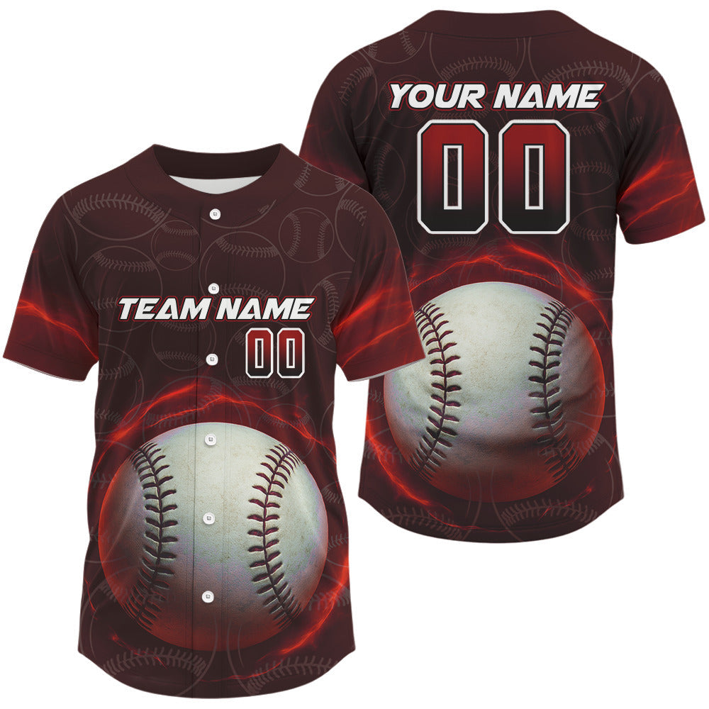 Mckenzieshoponline Red With Lightning Personalized Baseball Jersey For Fans
