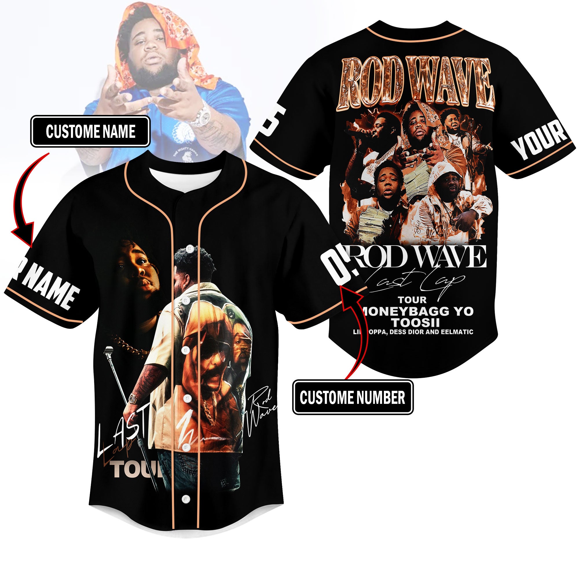 Mckenzieshoponline Rod Wave Nostalgia Tour Personalized Baseball Jersey For Fans