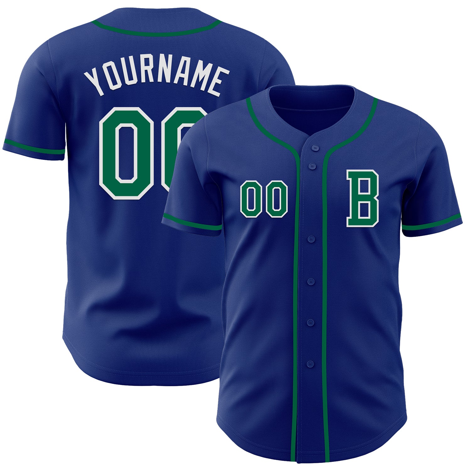 Jerseytrend Royal Kelly Green White Personalized Baseball Jersey For Fans