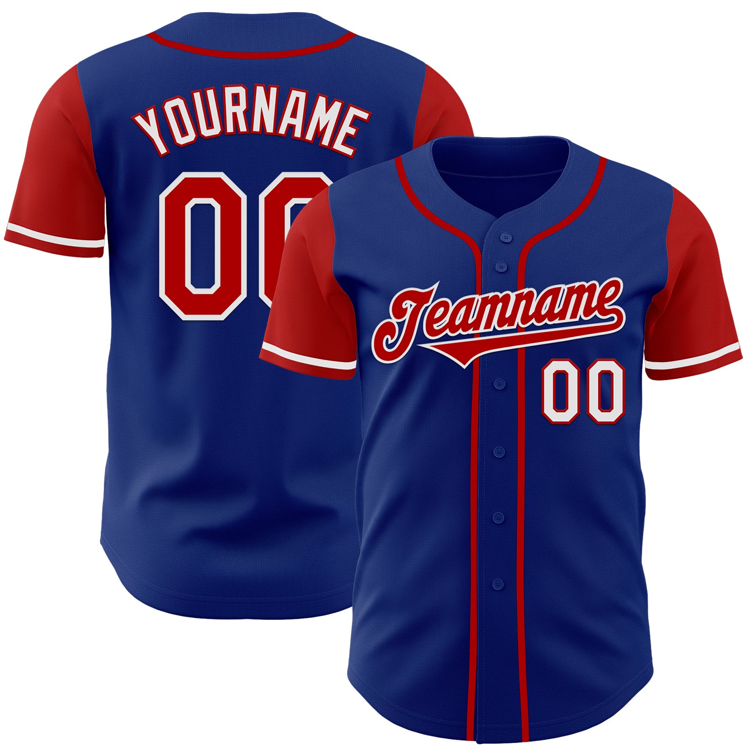 Jerseytrend Royal Red White Two Tone Personalized Baseball Jersey For Fans