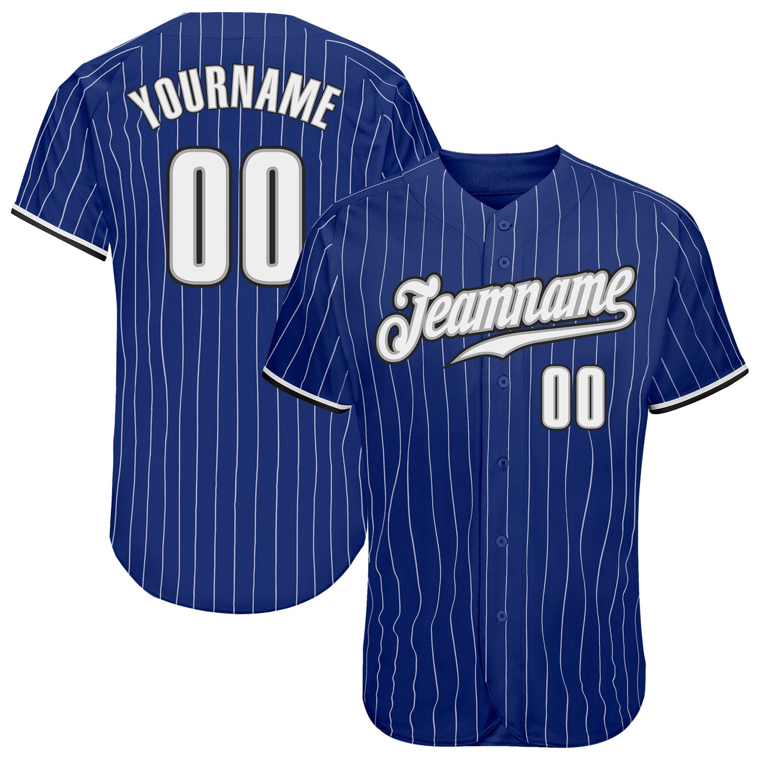 Mckenzieshoponline Royal White Pinstripe White Black Personalized Baseball Jersey For Fans