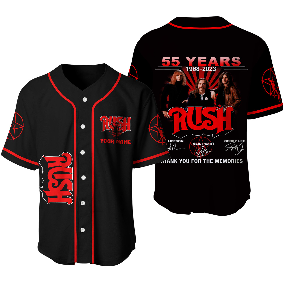 Jerseytrend Rush Band 55 Years Anniversary Personalized Baseball Jersey For Fans - Image 3