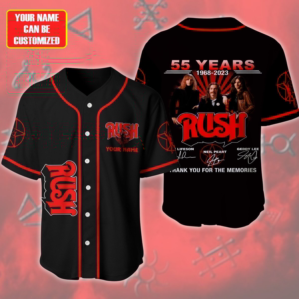 Jerseytrend Rush Band 55 Years Anniversary Personalized Baseball Jersey For Fans