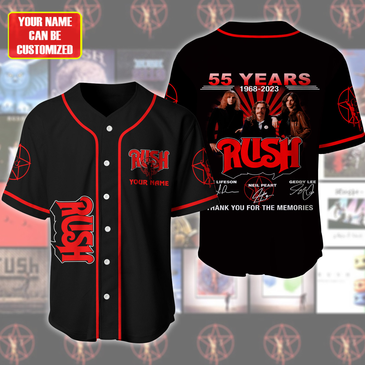 Jerseytrend Rush Band 55 Years Anniversary Personalized Baseball Jersey For Fans - Image 2