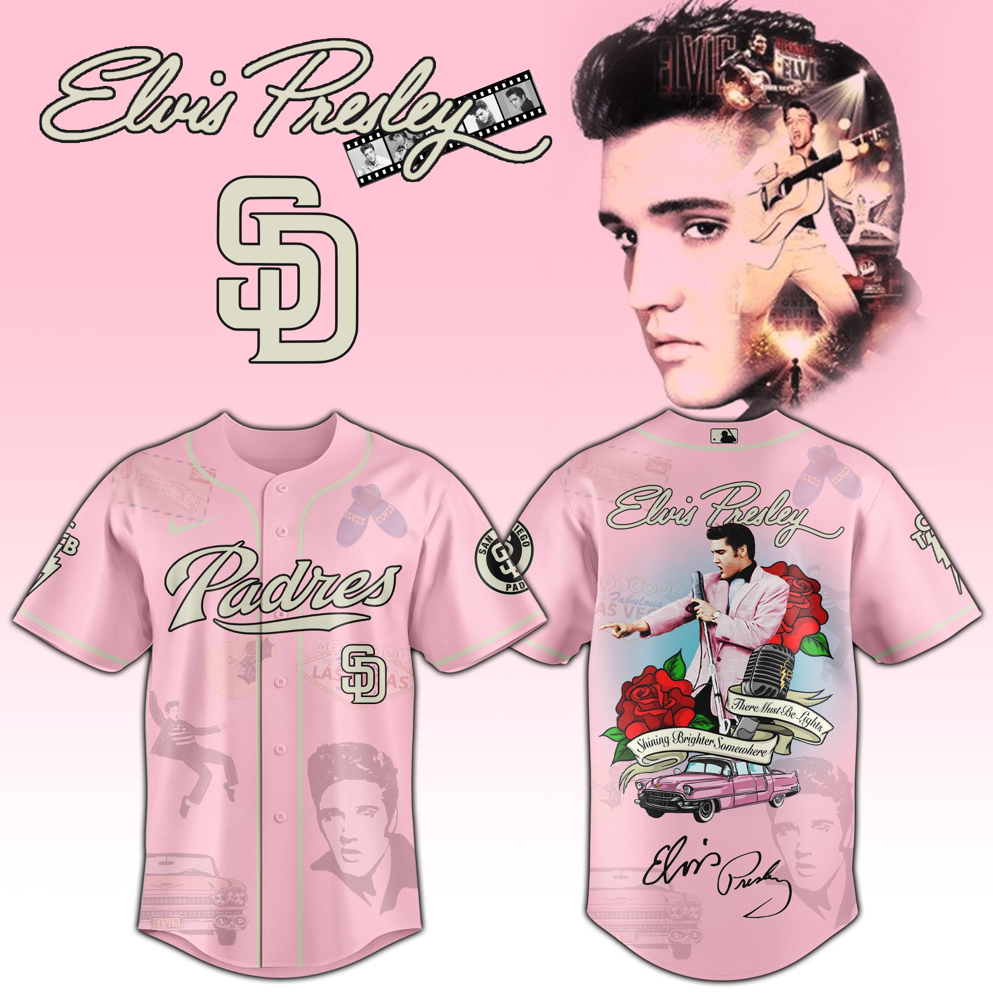 Jerseytrend San Diego Padres MLB x Elvis Presley Personalized Baseball Jersey For Fans