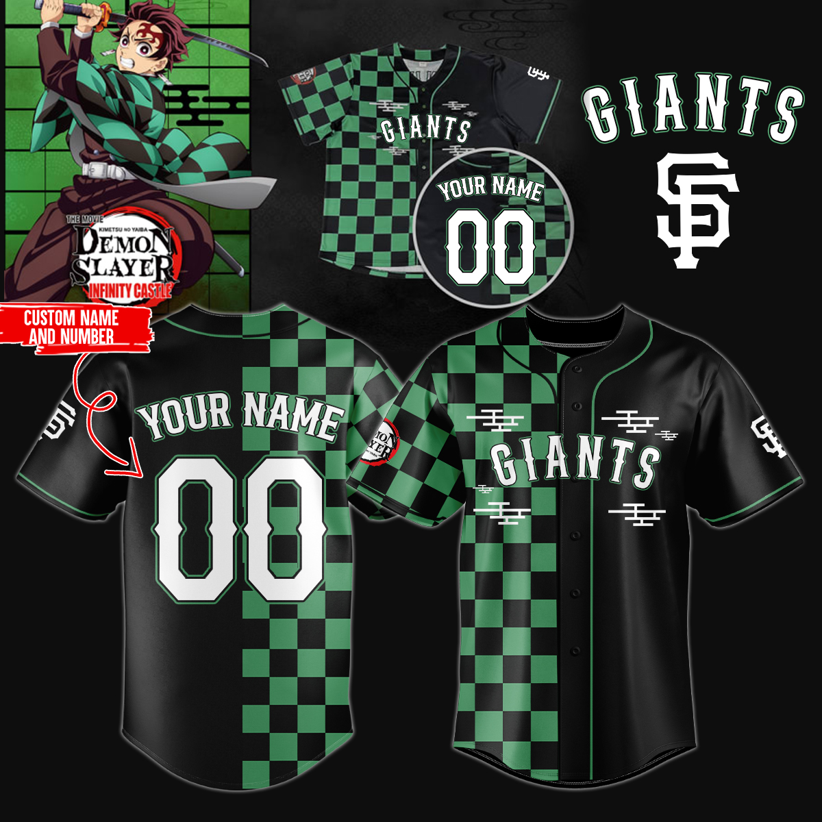 Mckenzieshoponline San Francisco Giants MLB x Demon Slayer Personalized Baseball Jersey For Fans