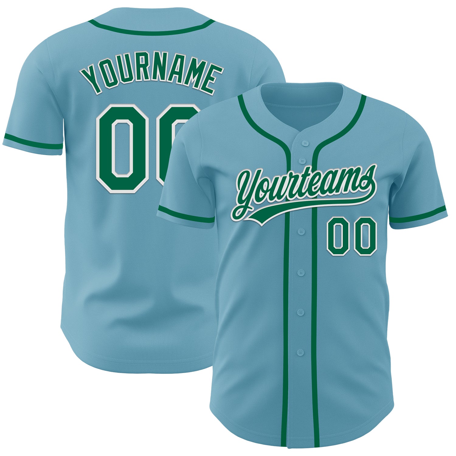 Jerseytrend Shadow Blue Kelly Green White Personalized Baseball Jersey For Fans