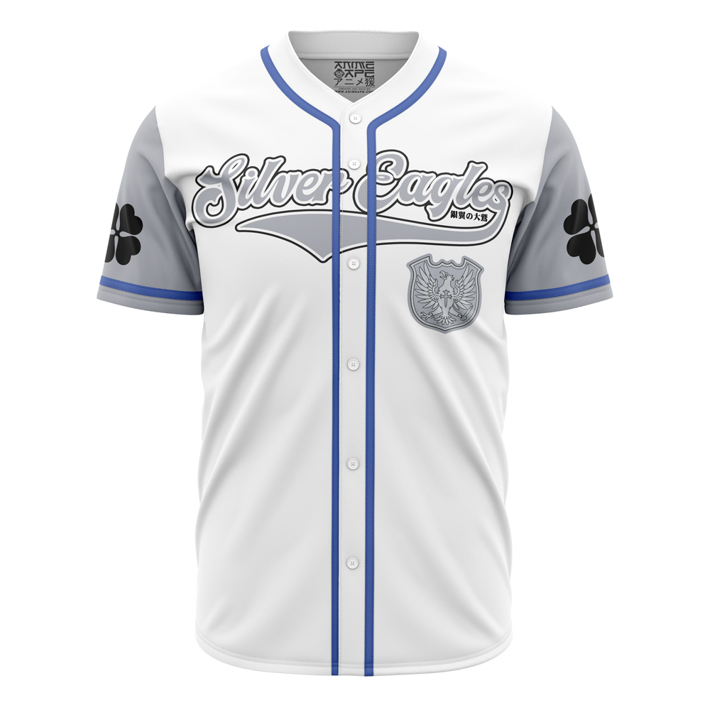 Mckenzieshoponline Silver Eagles Black Clover Personalized Baseball Jersey For Fans
