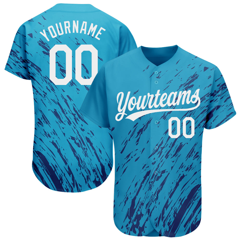 Mckenzieshoponline Sky Blue White Black 3D Pattern Design Personalized Baseball Jersey For Fans