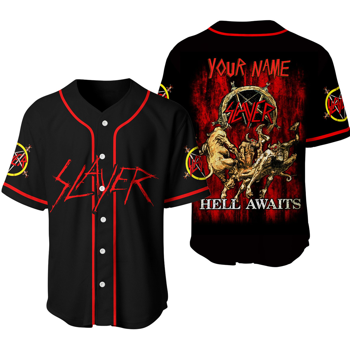 Jerseytrend Slayer Band Hell Awaits Personalized Baseball Jersey For Fans - Image 3