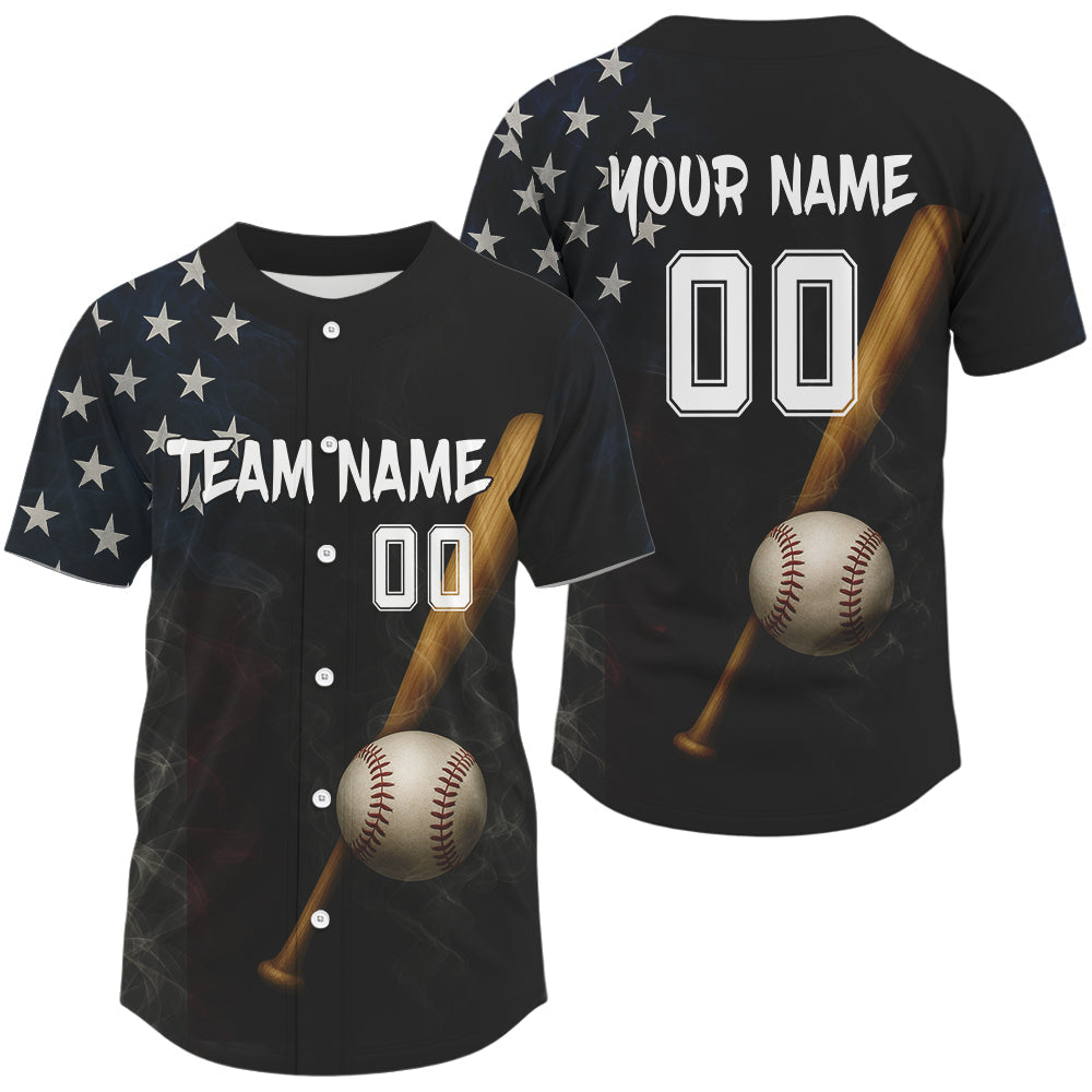 Mckenzieshoponline  Smoke US Flag Personalized Baseball Jersey For Fans