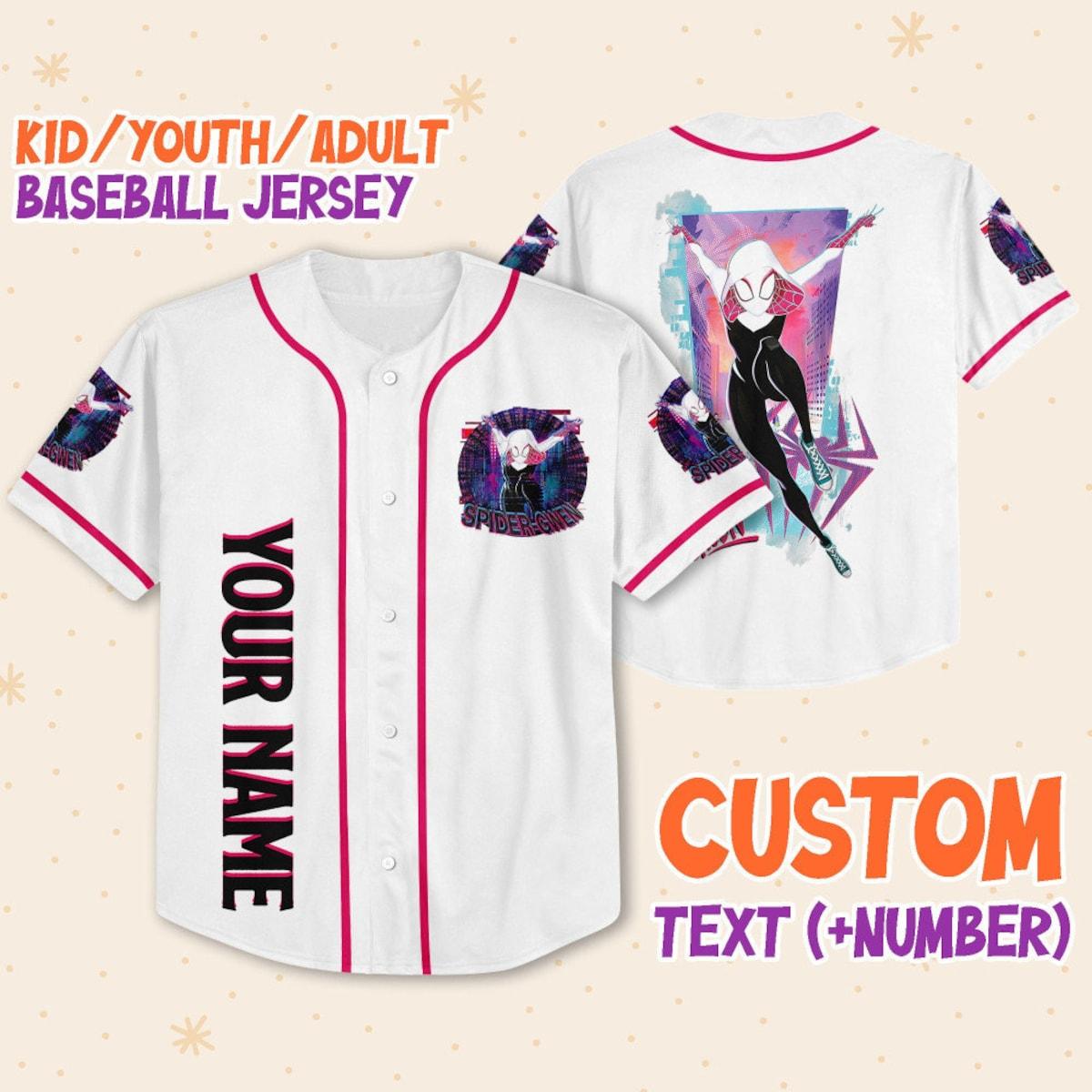 Mckenzieshoponline Spider Gwen Kids Youth Adult Disney Personalized Baseball Jersey For Fans