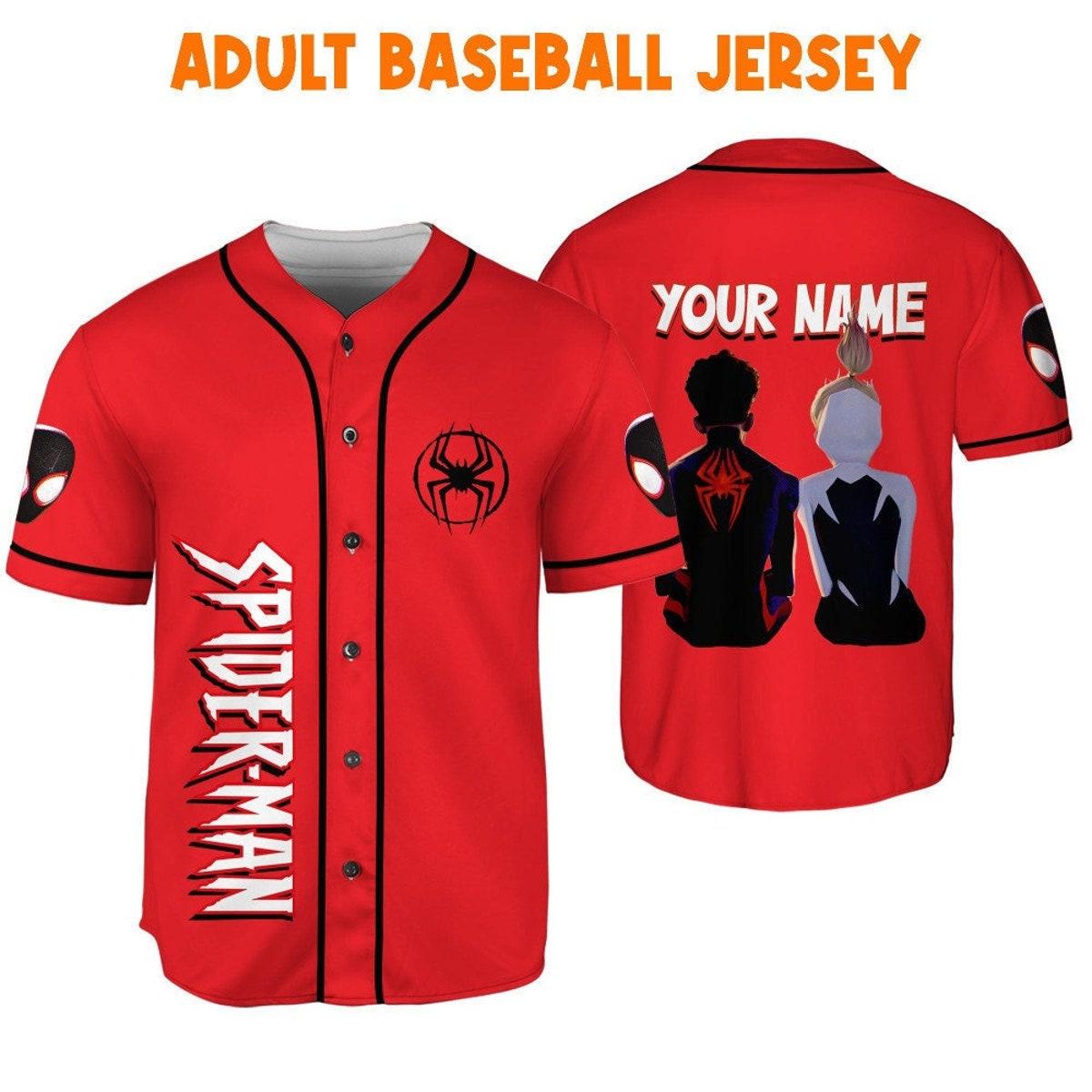 Mckenzieshoponline Spider Man Across The Spider Verse Couple Red Personalized Baseball Jersey For Fans - Image 7