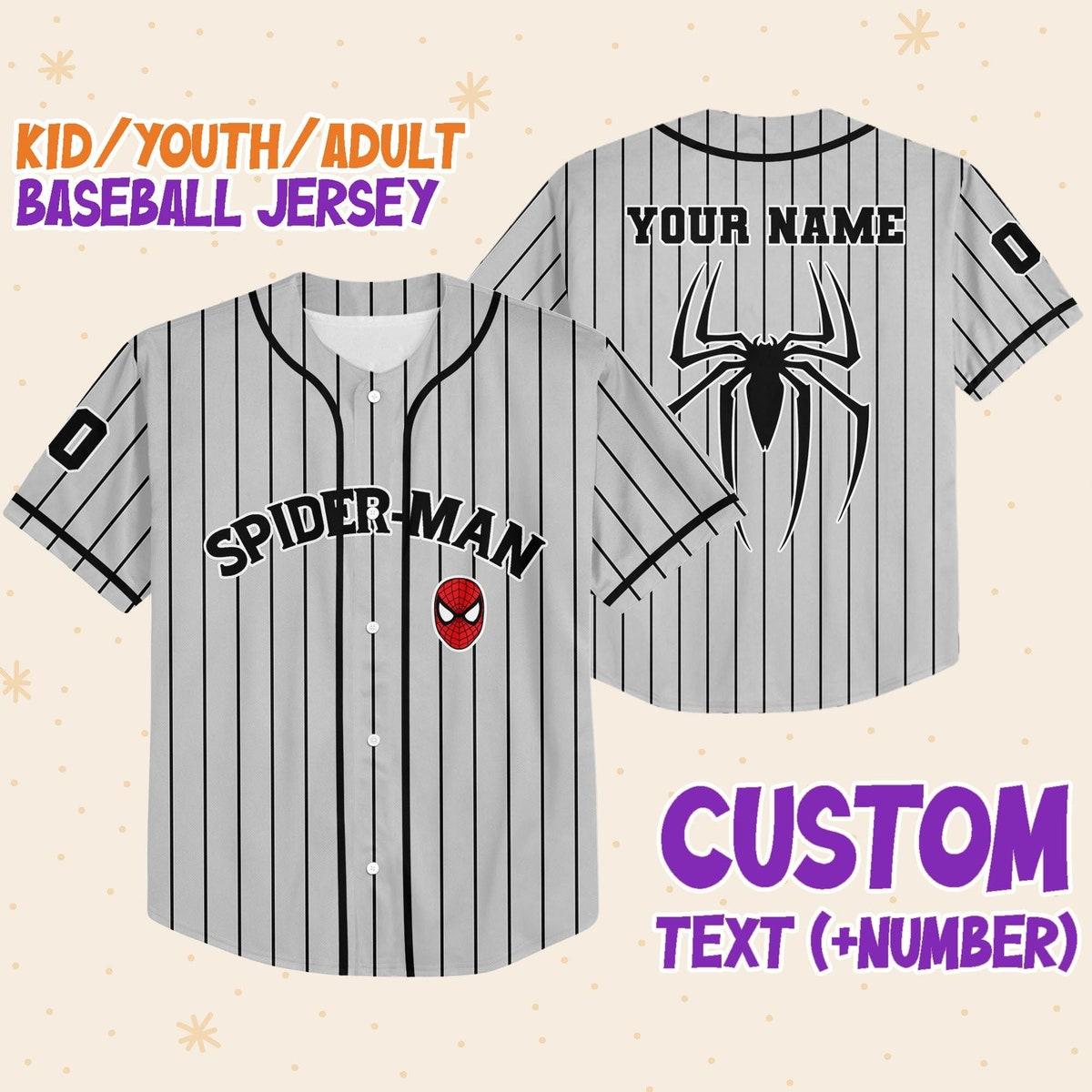 Mckenzieshoponline Spiderman Striped Black Disney Personalized Baseball Jersey For Fans