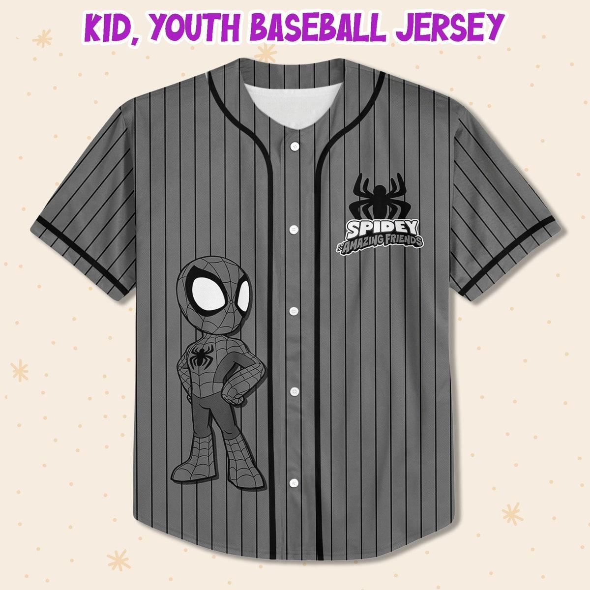 Mckenzieshoponline Spidey And His Amazing Friends Black Grey Personalized Baseball Jersey For Fans - Image 3