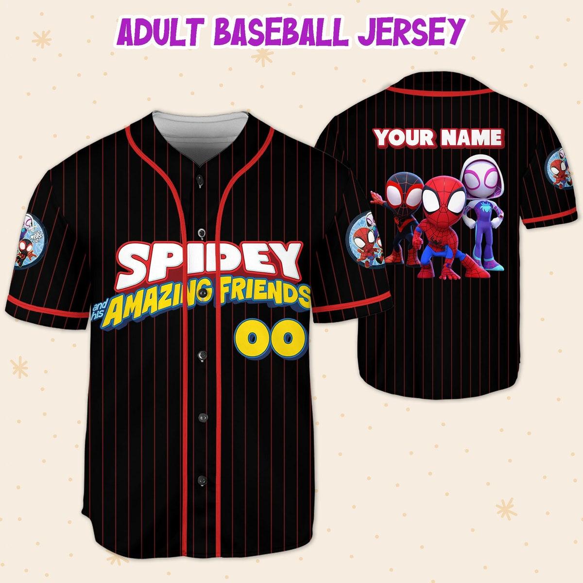 Mckenzieshoponline Spidey And His Amazing Friends Funny Black Red Personalized Baseball Jersey For Fans - Image 6