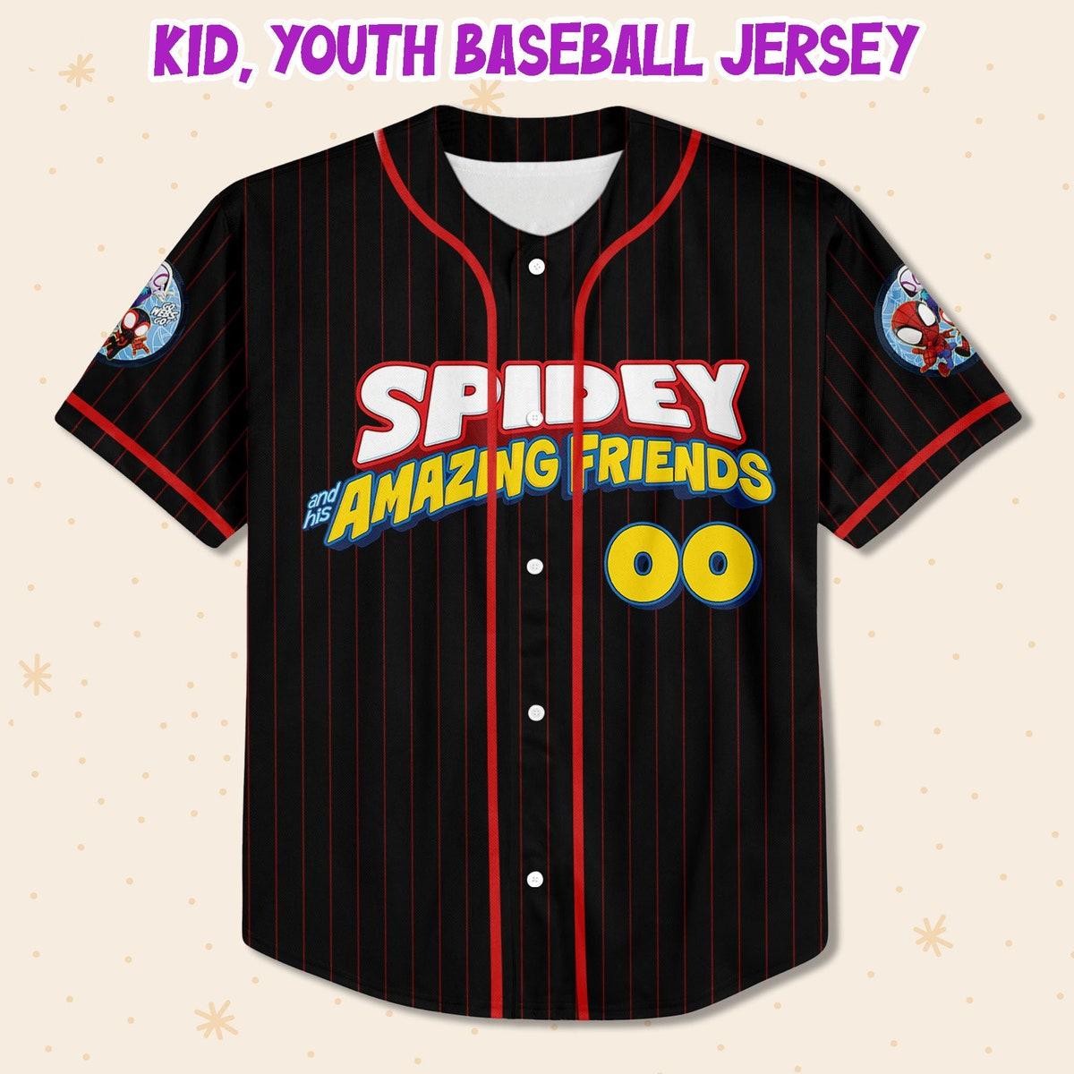 Mckenzieshoponline Spidey And His Amazing Friends Funny Black Red Personalized Baseball Jersey For Fans - Image 3