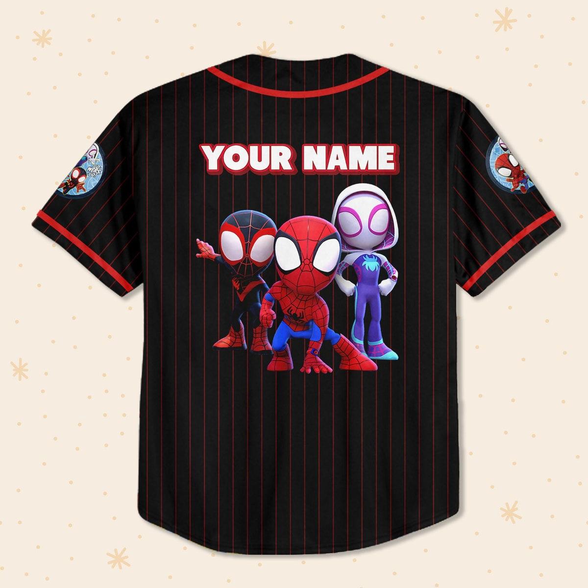 Mckenzieshoponline Spidey And His Amazing Friends Funny Black Red Personalized Baseball Jersey For Fans - Image 4